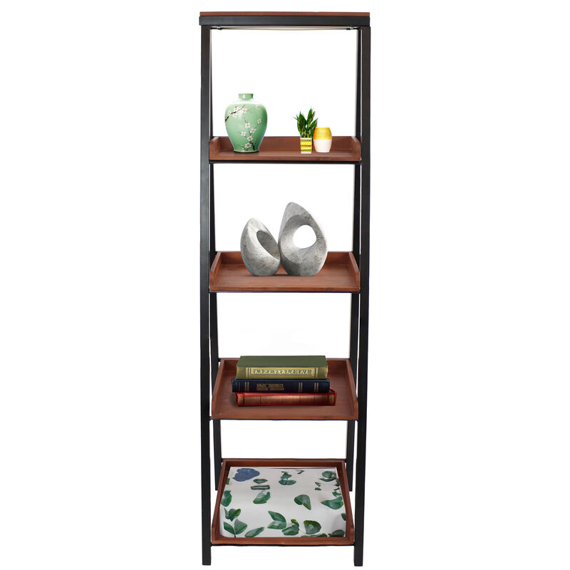 Sunnydaze Indoor 4-Shelf Acacia Wood Ladder Bookshelf - 59.75" H