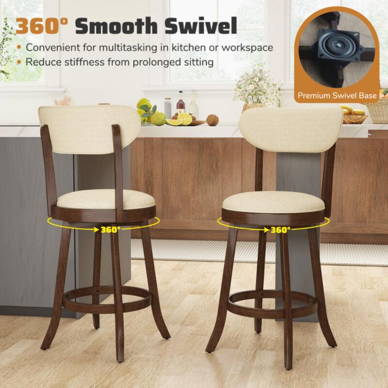 Hivvago Counter Height Chairs Set of 2 with Padded Seat and Backrest
