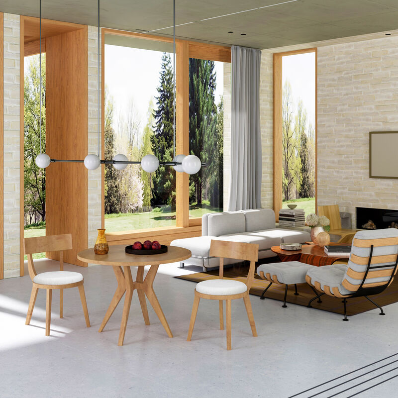 Merax 3-Piece Mid-Century Modern Round Dining Set - Intersecting Base with 2 Upholstered Chairs