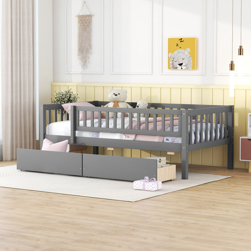 Whisen Twin Size Daybed Wood Bed with Two Drawers image number 1