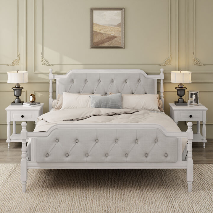 Merax Traditional Style Platform Bed Frame with Tufted Headboard