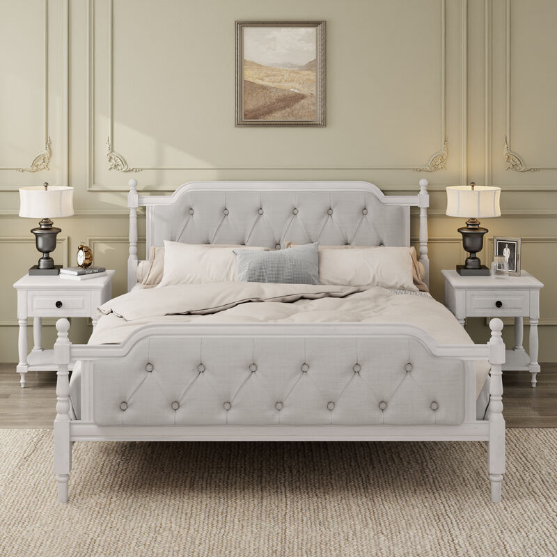 Merax Traditional Style Platform Bed Frame with Tufted Headboard