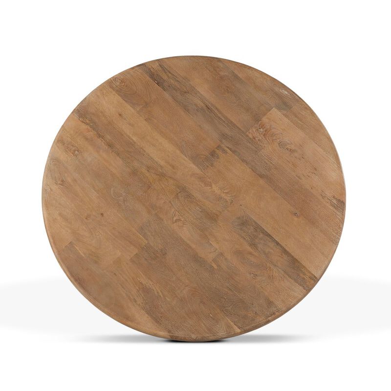 World Interiors Pengrove 54-Inch Round Mango Wood Dining Table in Antique Oak Finish