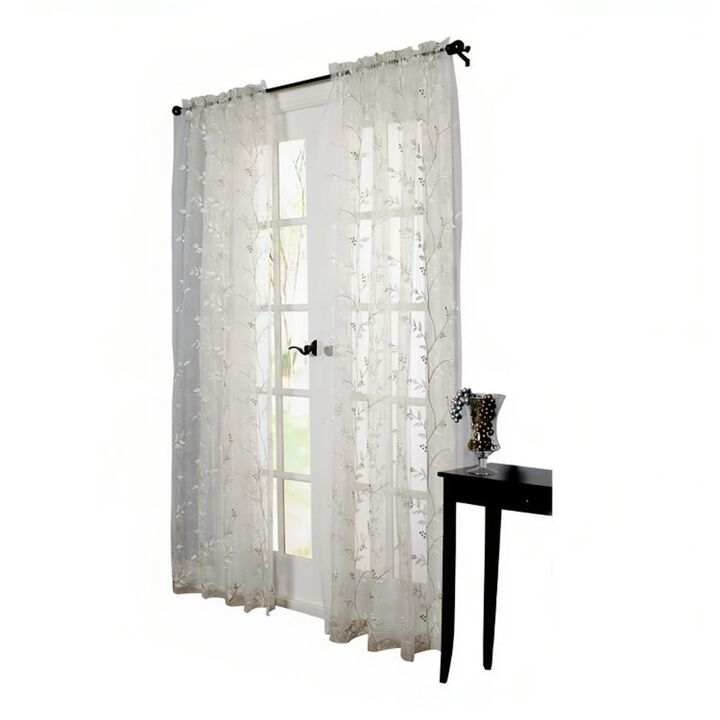 Commonwealth Habitat Venice An Embroidered Sheer Tailored Window Panel - 54x95" - White