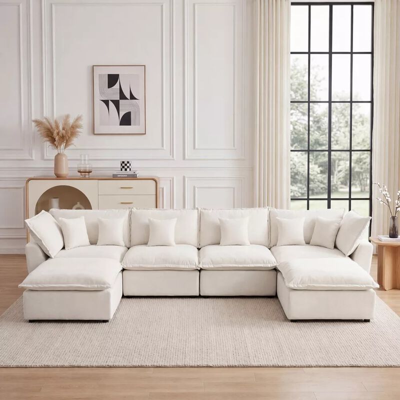 Vipbear 170 Inch Oversized Modular U Shaped Sectional Sofa with Movable Ottoman, Extra Deep Seats image number 8
