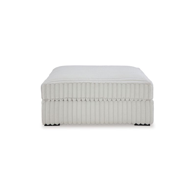Peno Accent Ottoman, 51 Inch Square, Light Gray Jumbo Cord Polyester - Benzara