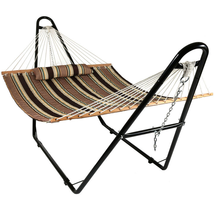 Sunnydaze 2-Person Quilted Hammock with Universal Steel Stand