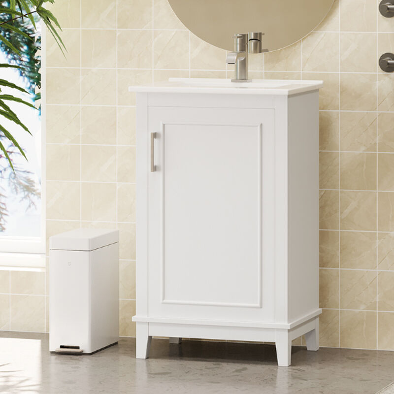 ELEMENT ACE Modern Compact Bathroom Vanity Cabinet with Ceramic Basin and Ample Storage Space image number 7