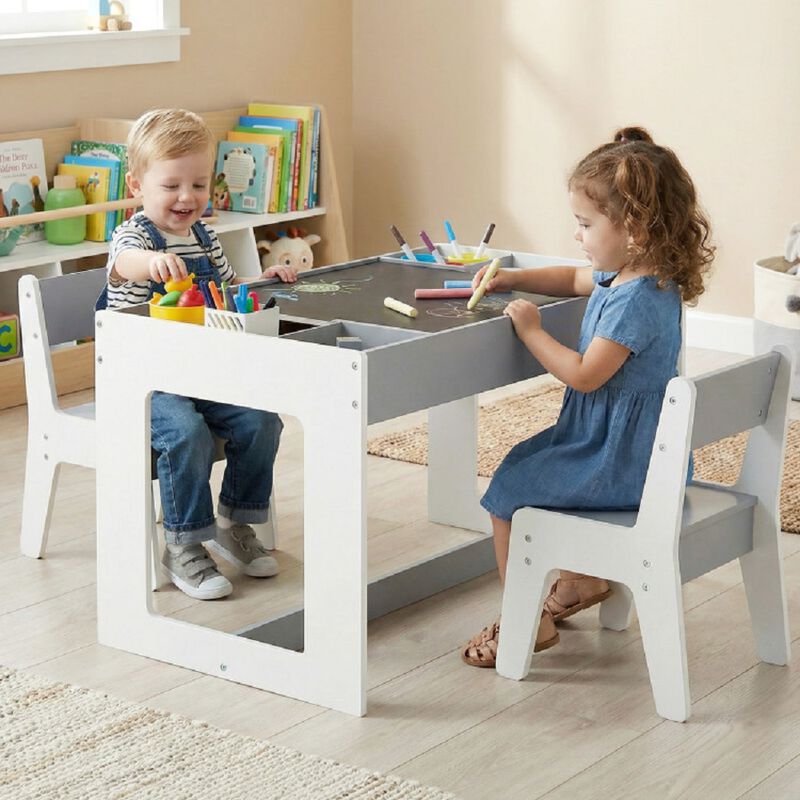 Children&rsquo;s Table and Chair Set, Multifunctional with Chalkboard image number 3