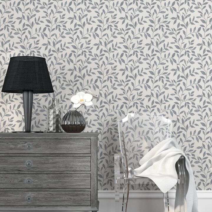 Utopia Blue Loose Leaf Textured Wallpaper G68032