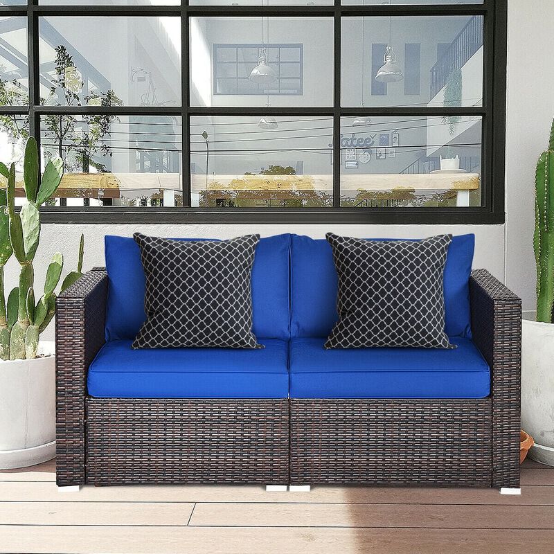 Mondawe 2 Pieces Patio Rattan Sectional Conversation Sofa Set