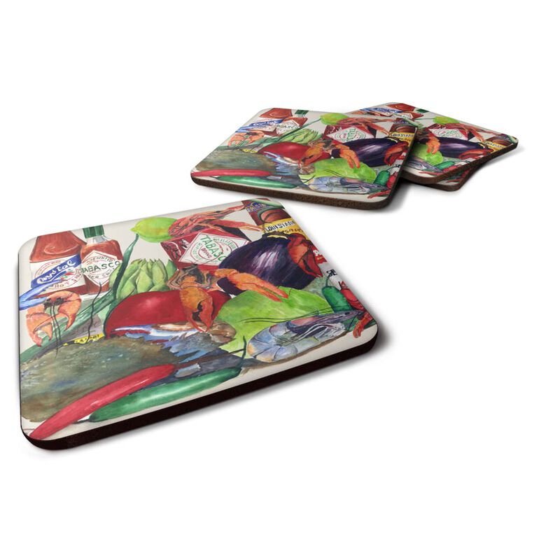 Caroline's Treasures 8540-1FC Louisiana Spices Foam Coasters (Set of 4), 3.5 H x 3.5 W, Multicolor