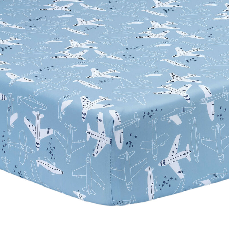 Bedtime Originals Airplane/Stars Aviation 2-Pack Fitted Crib/Toddler Sheet Set