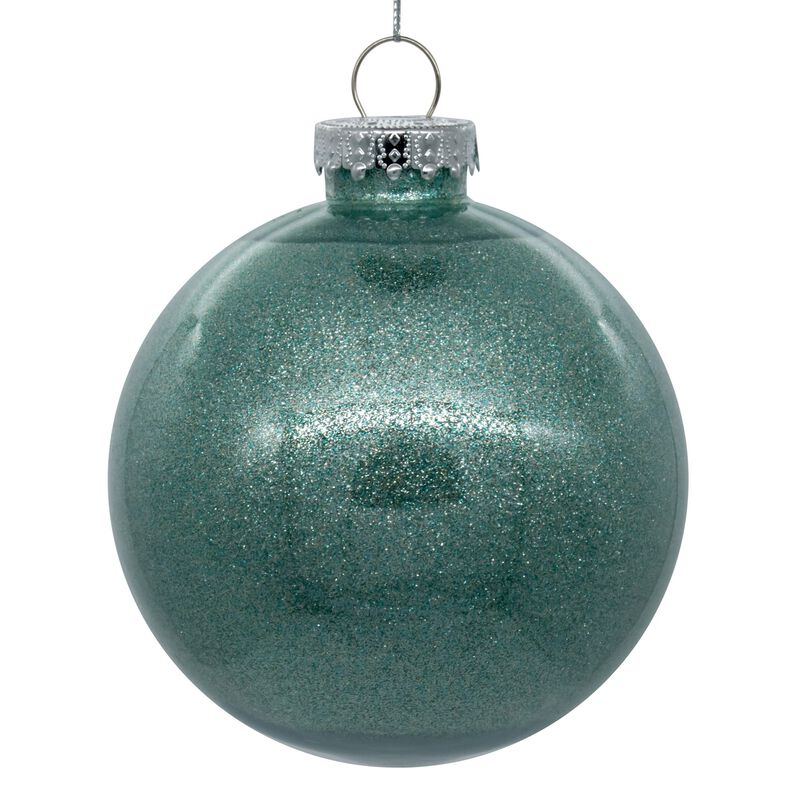 Vickerman 6" Clear Ball Christmas Ornament with Frosty Mint Glitter Interior. This Item Comes with 4 Ornaments per Unit. image number 0