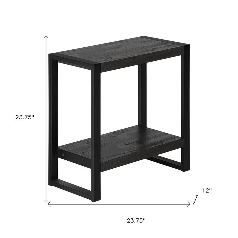 Hivvago 24 Inch Black End Table With Shelf