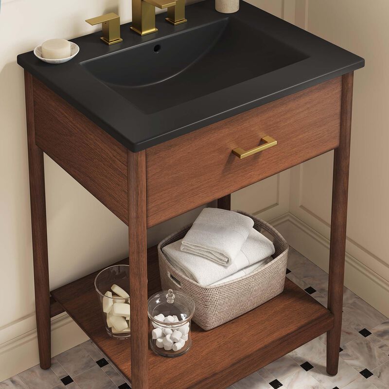 Modway EEI-6661-WAL-BLK Zaire 24" Bathroom Vanity, Walnut Black image number 4