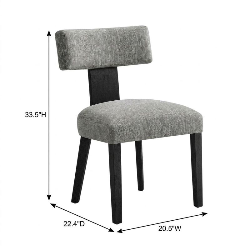 Fabric Upholstered Modern Dining Chair, Heathered Weave Gray Black, Set of 2 image number 2