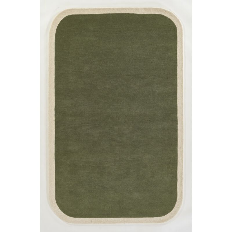 Novogratz by Momeni Tallulah Solid Color Ivory Border Wool Hand Tufted Area Rug, 2'6 X 8' Runner, Green