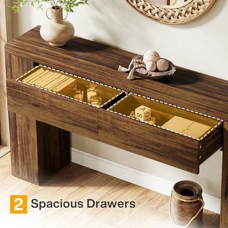 Tribesigns Farmhouse Wood Console Table with Drawers image number 6