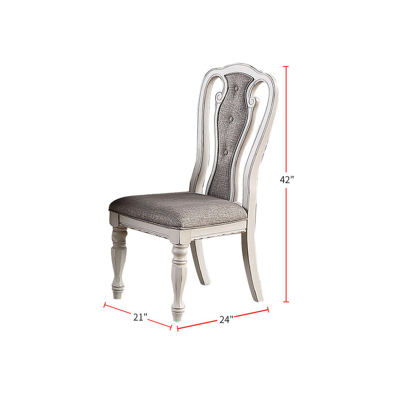 Streamdale Light Grey Fabric Upholstery Dining Chair, Vintage White, Set Of 2