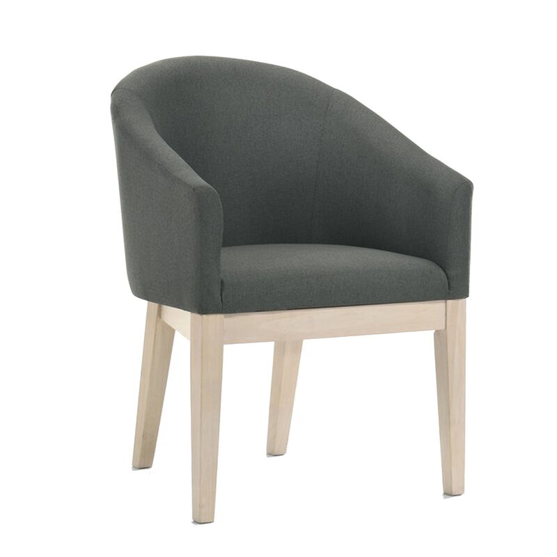 23 Inch Set of 2 Wood Accent Chairs, Padded Curved Back and Seats, Gray-Benzara image number 1