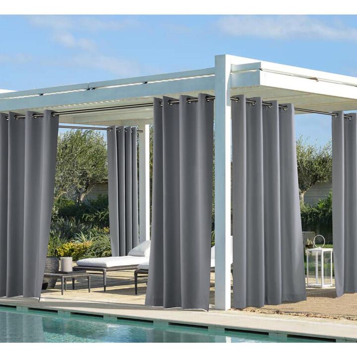 Commonwealth Outdoor Décor Coastal Grommet Top Solid Curtain Panel 50'' x 96'' Grey