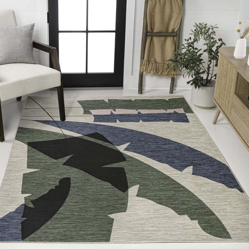 Shelby Coastal Vintage Abstract Palm Leaf Indoor/Outdoor Area Rug