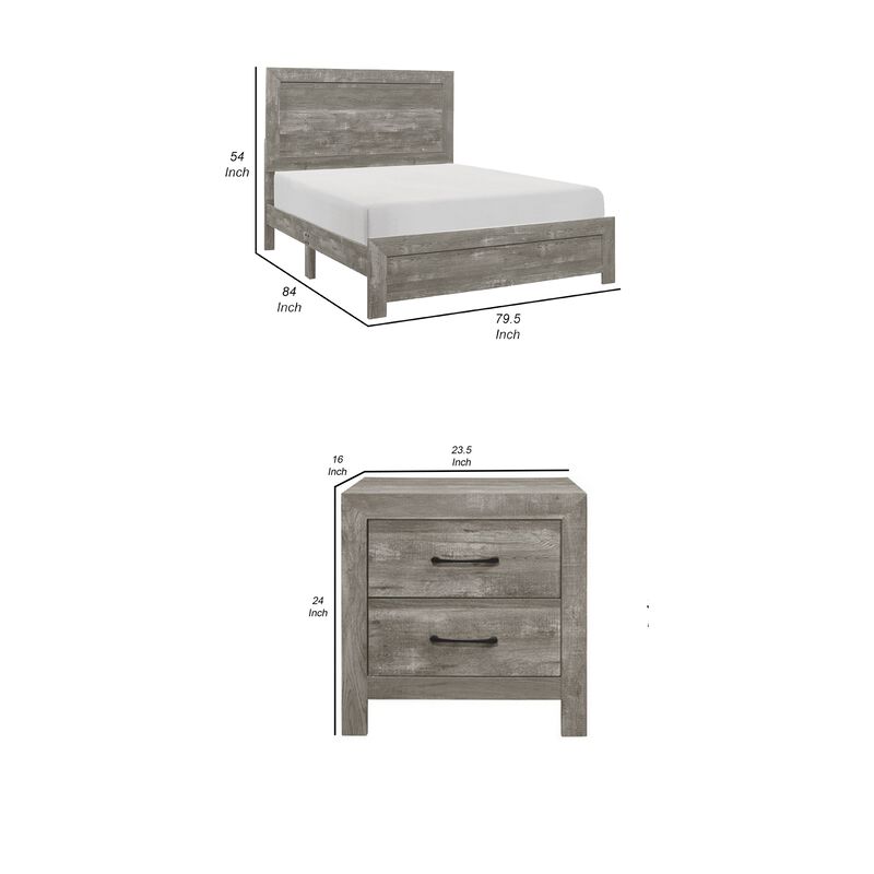 King Bedroom Set, Farmhouse Style, Gray, 2 Piece Set with Nightstand image number 6