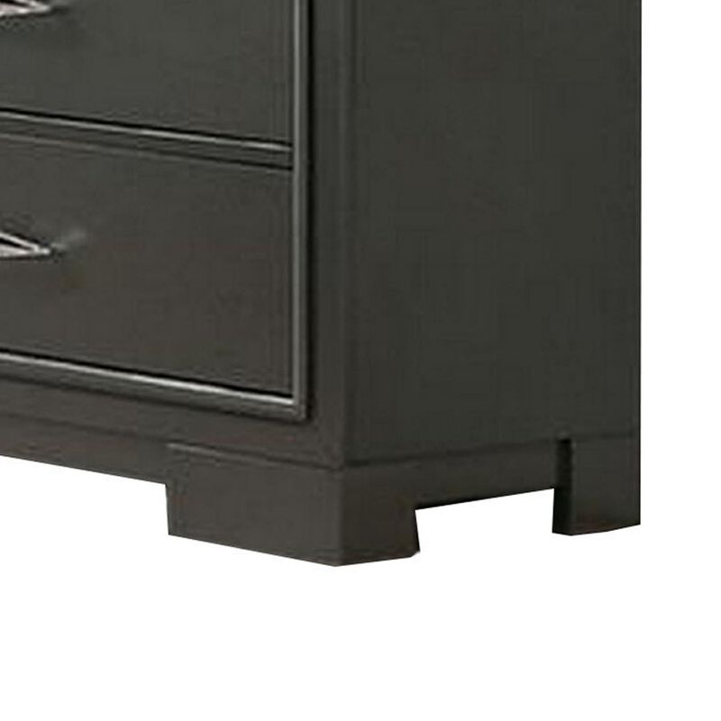 Benjara Aliso 58 Inch Wide Dresser Chest, 6 Drawers, Bracket Feet, Dark Gray