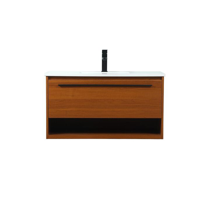 Elegant Kitchen and Bath 36 inch Single bathroom vanity in teak