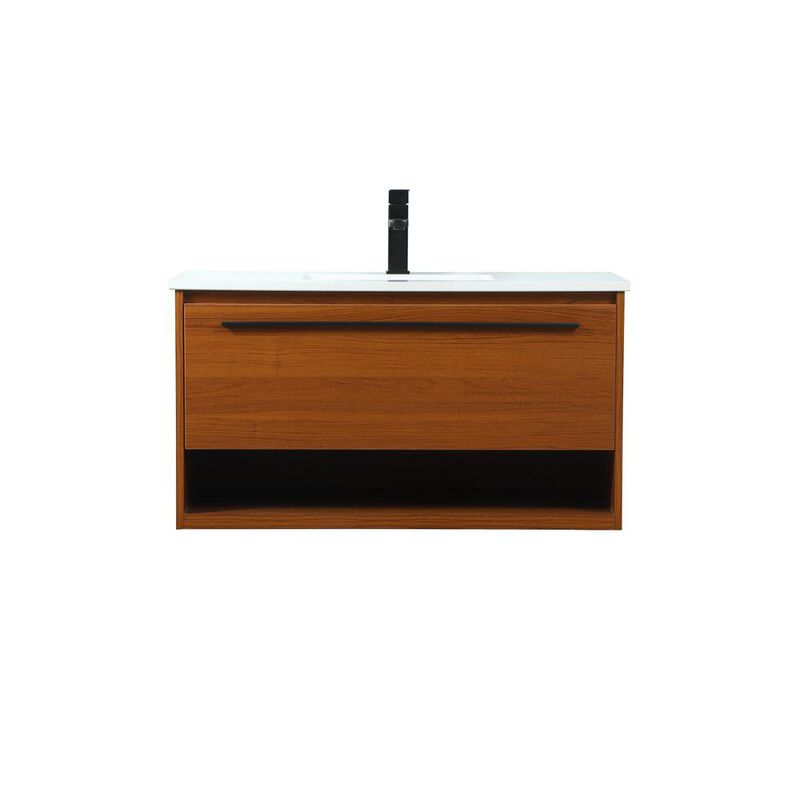 Elegant Kitchen and Bath 36 inch Single bathroom vanity in teak
