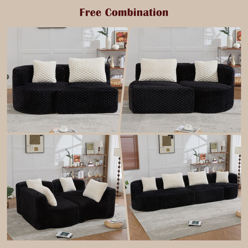 Merax Modular Sofa with Deep Seating & Bubble Velvet Upholstery &ndash; Freely Configurable Sections image number 4