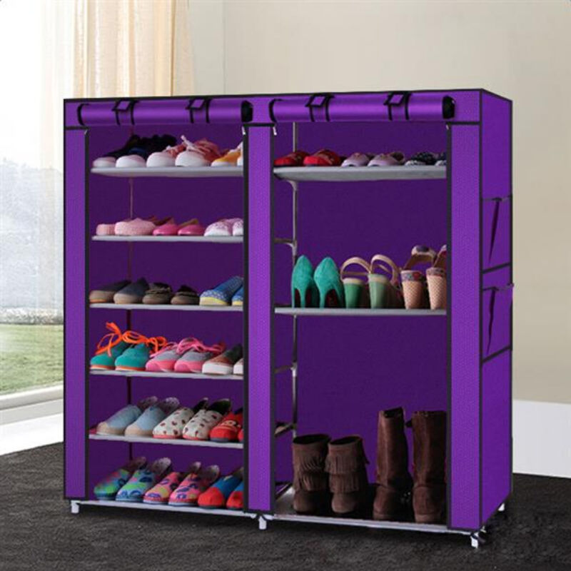 Double Row Shoe Cabinet with 9 Lattices for Organized Footwear Storage