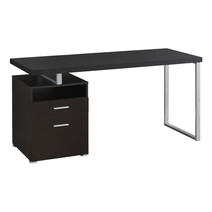 Computer Desk, Home Office, Laptop, Left, Right Set-Up, Storage Drawers, 60"L, Work, Metal, Laminate, Brown, Grey, Contemporary, Modern