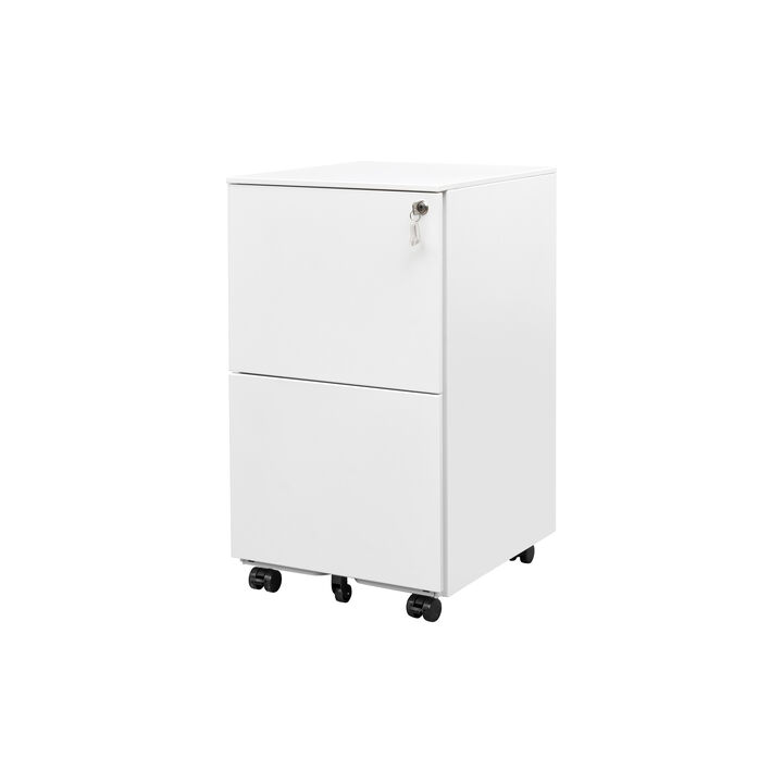 Hivvago 2 Drawers Under the Desk Office File Cabinet with AntiTilt Rolling Wheels and Lock