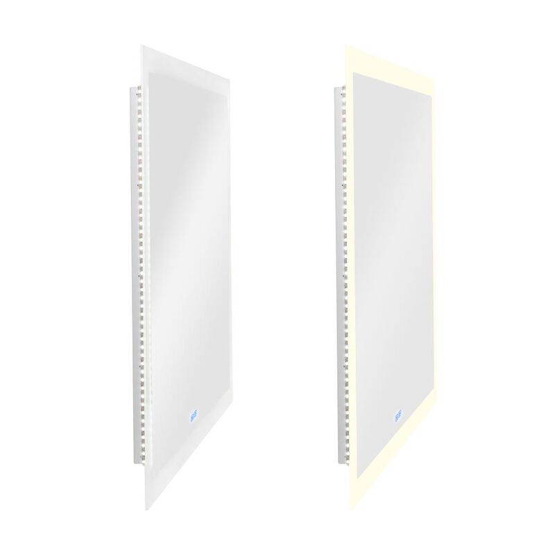 Abigail Rectangle Matte White LED 40 in. Mirror From our Abigail Collection