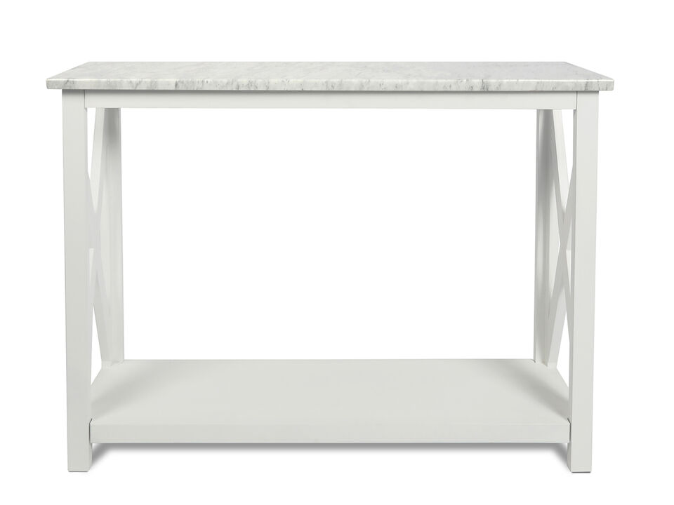 Agatha 39" White Rectangular Italian Carrara Console Table