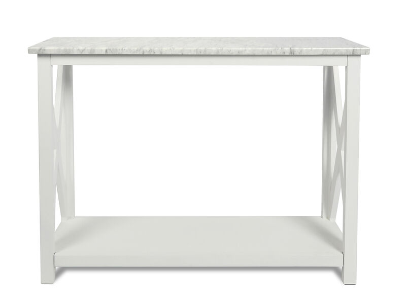Agatha 39" White Rectangular Italian Carrara Console Table