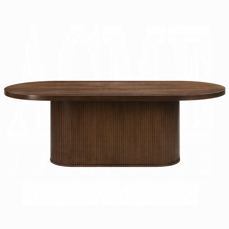 Gamo Oval Dining Table, Vertical Reeded Details, Oak Brown 87 Inch