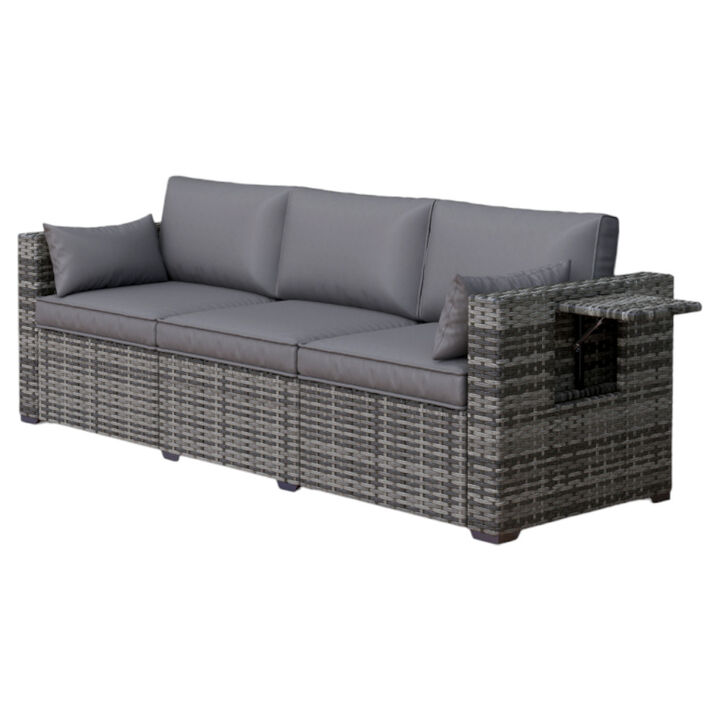 Wicker Rattan Sofa &ndash; Cozy Outdoor Furniture with Cushions for Patio or Porch