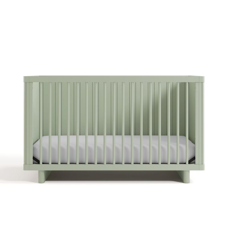 Kyoto Deluxe Convertible Crib with Bonus Toddler Guardrail - Sage image number 2