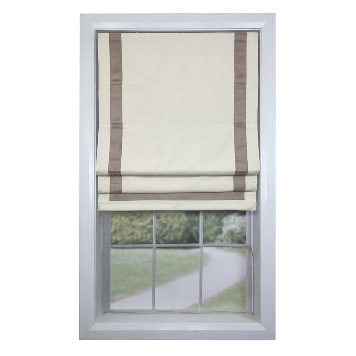 Versailles Valentina Cordless Roman Blackout Shades For Windows Insides/Outside Mount 27" x 63" Taupe