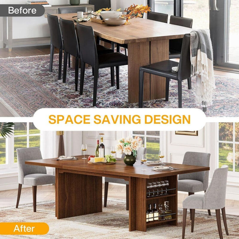 Tribesigns 63" Farmhouse Dining Table Wooden Kitchen Table image number 8