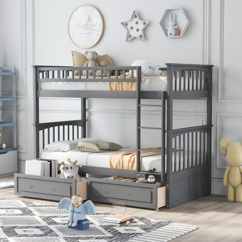 Merax Convertible Bunk Bed with 2 Drawers