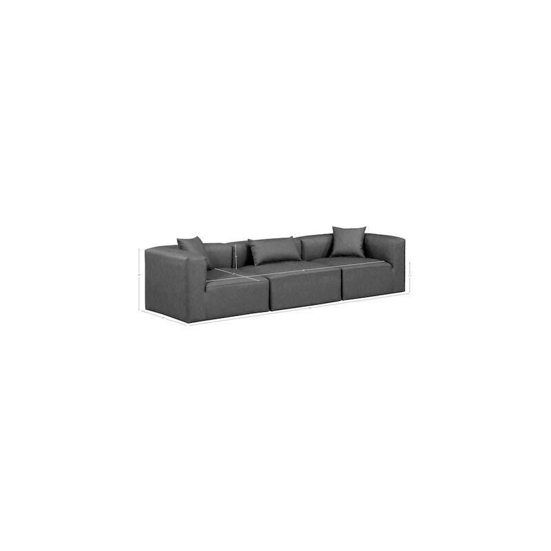 Meridian Furniture Cube Charcoal Grey Vegan Leather Modular Sofa