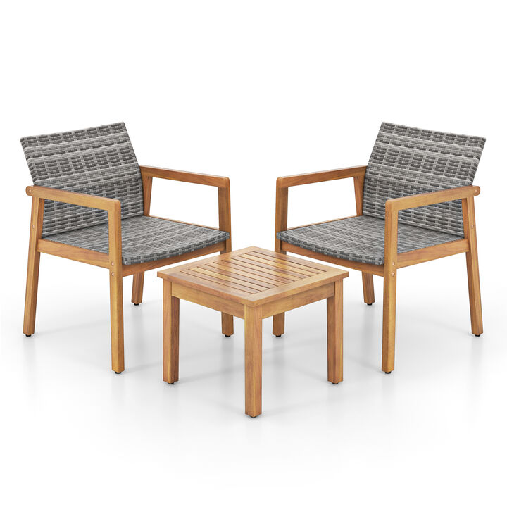 3-Piece Patio Furniture Set with Chair and Coffee Table for Outdoor Space