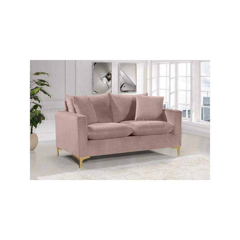 Meridian Furniture Naomi Pink Velvet Loveseat