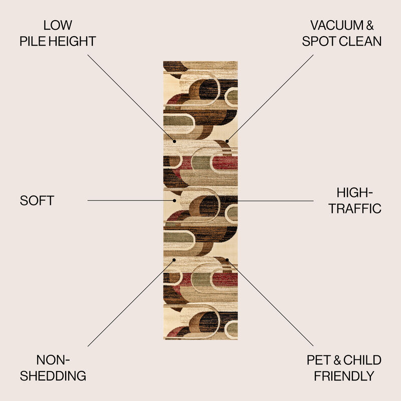 Tamara Retro Abstract Arches Area Rug