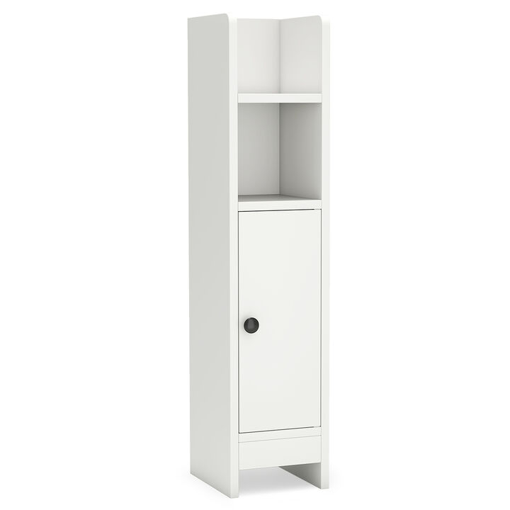 Corner Bathroom Cabinet Slim Design with Door and Adjustable Shelf