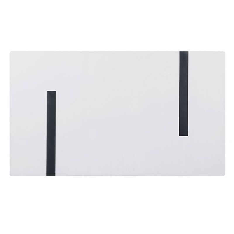 Alz 7pc Dining Table Set, 6 White Faux Leather Upholstered Chairs, Black image number 4